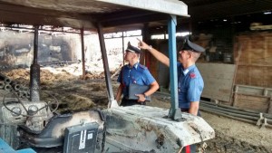 carabinieri durante controllo a seguito di incendio a  serramanna